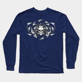 Skull with Crown Engraving Emblem Long Sleeve T-Shirt